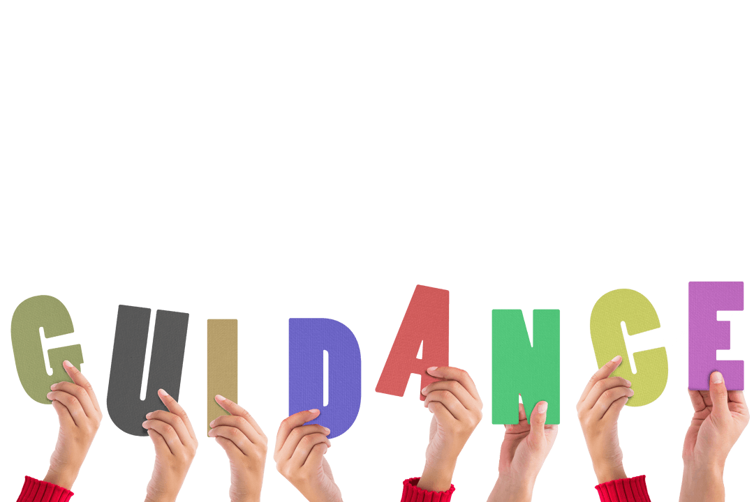 Hands Raising Guidance Text on Transparent Background