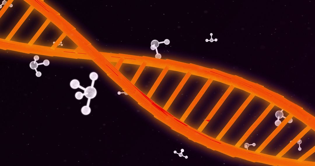 Abstract DNA Strand with Molecules in Digital Interface Context