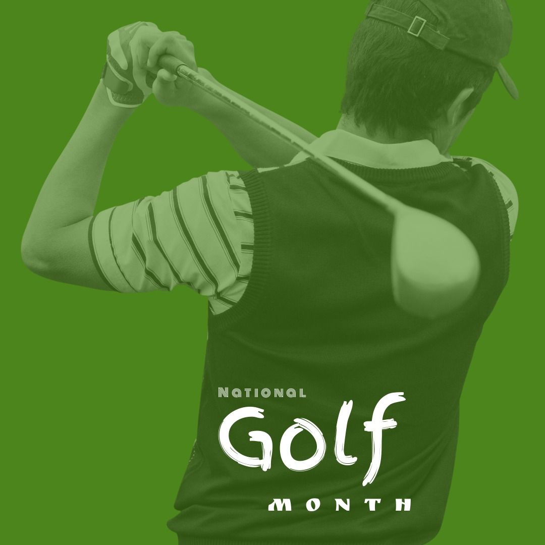 National Golf Month Illustration with Golfer Swinging Club - Download Free Stock Templates Pikwizard.com