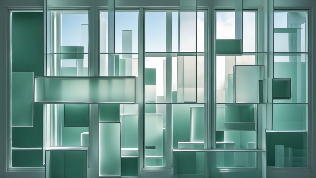 Geometric Glass Installation in Modern Art Gallery