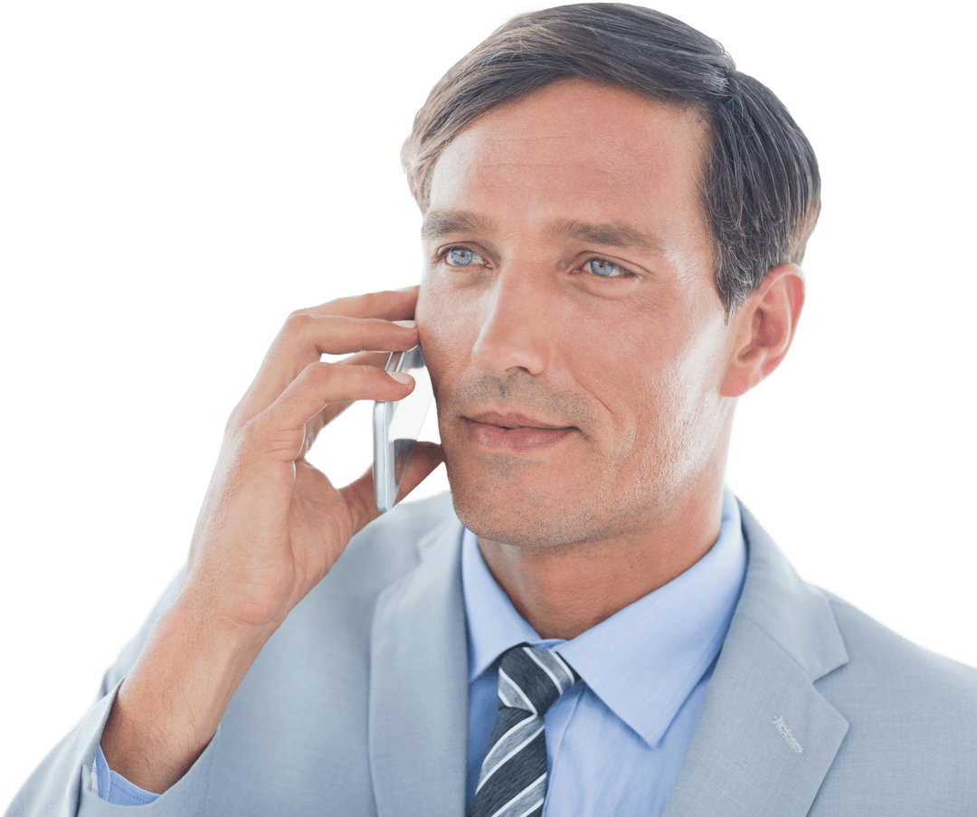 Transparent Businessman Communicating on Smartphone