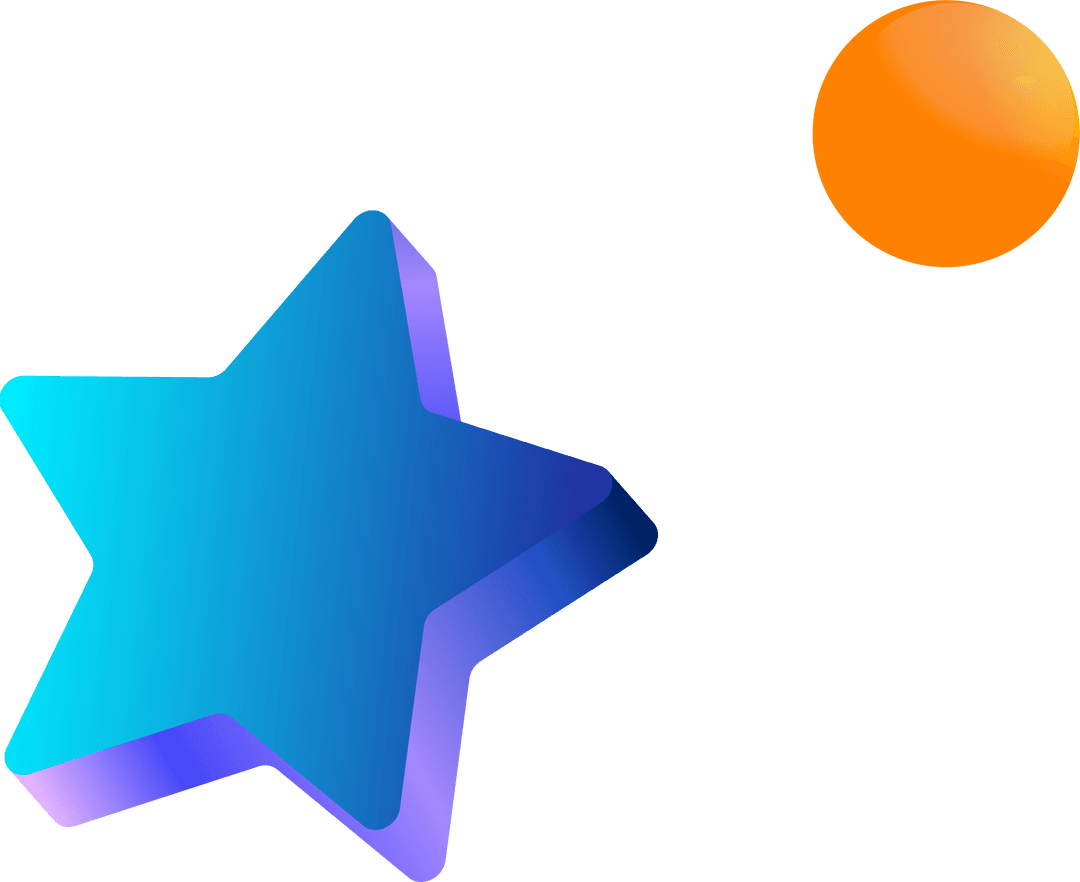 Colorful Transparent 3D Star and Circle on Modern Backdrop