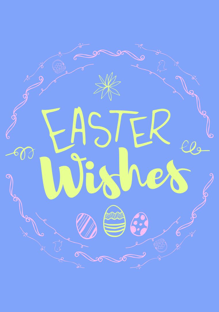 Easter Wishes Card Template with Decorative Egg Illustrations