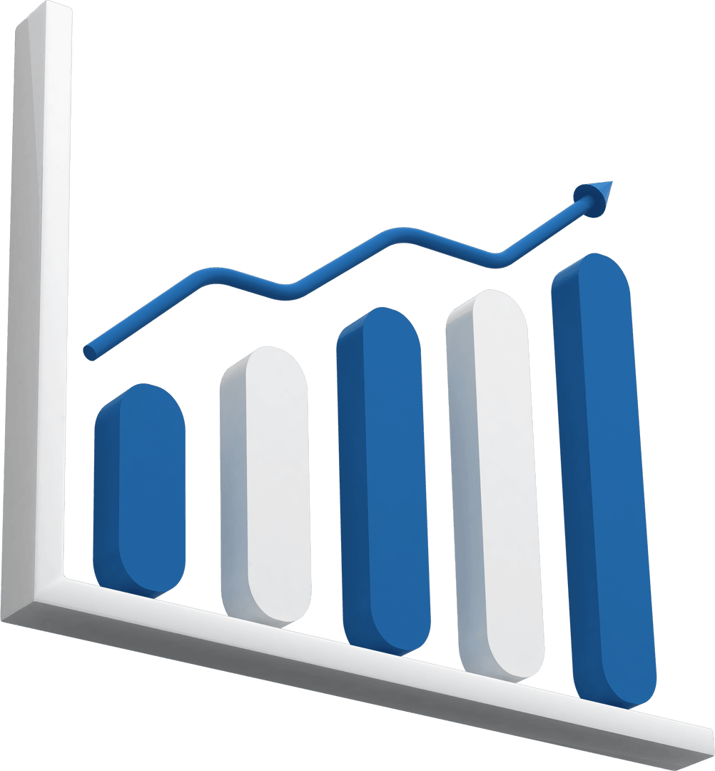 3D Transparent Graph Showing Upward Growth Trend Visualization