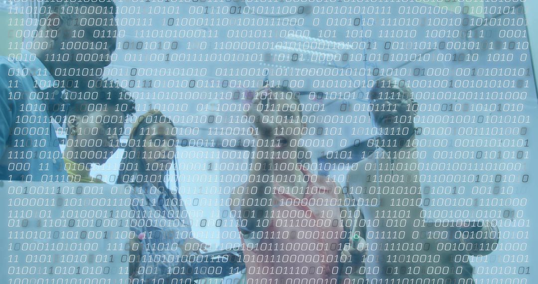 Medical Team Analyzing X-Rays with Digital Binary Dataset