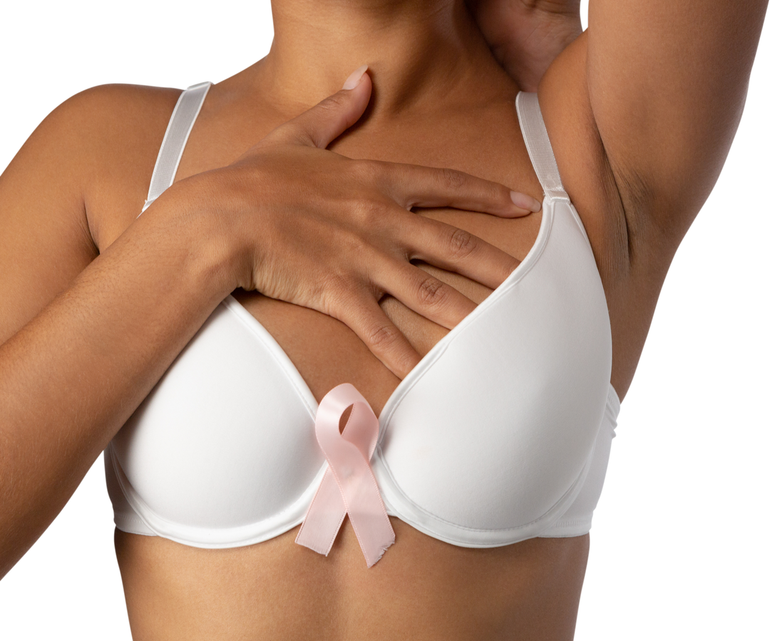 Close-Up of Woman Wearing White Bra with Breast Cancer Awareness Pink Ribbon - Download Free Stock Images Pikwizard.com