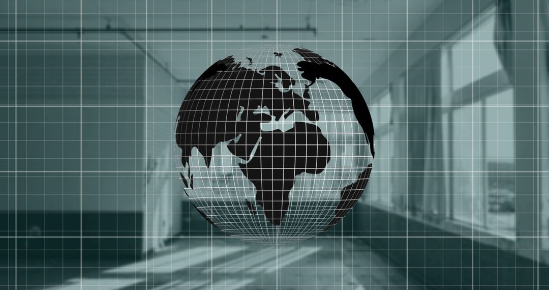 Global Business Growth Concept with Grid Overlay and Globe
