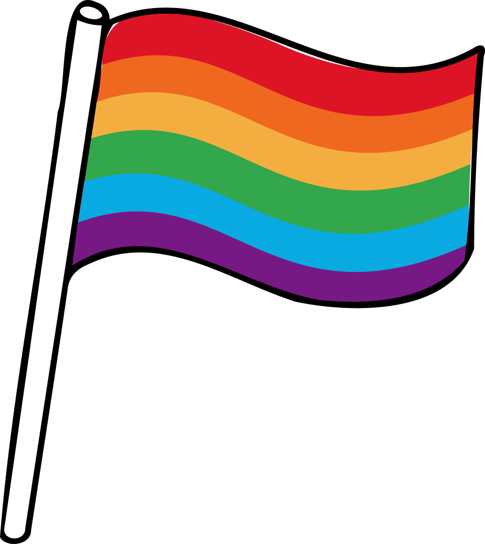Transparent Rainbow Flag Waving on Simple Black Pole