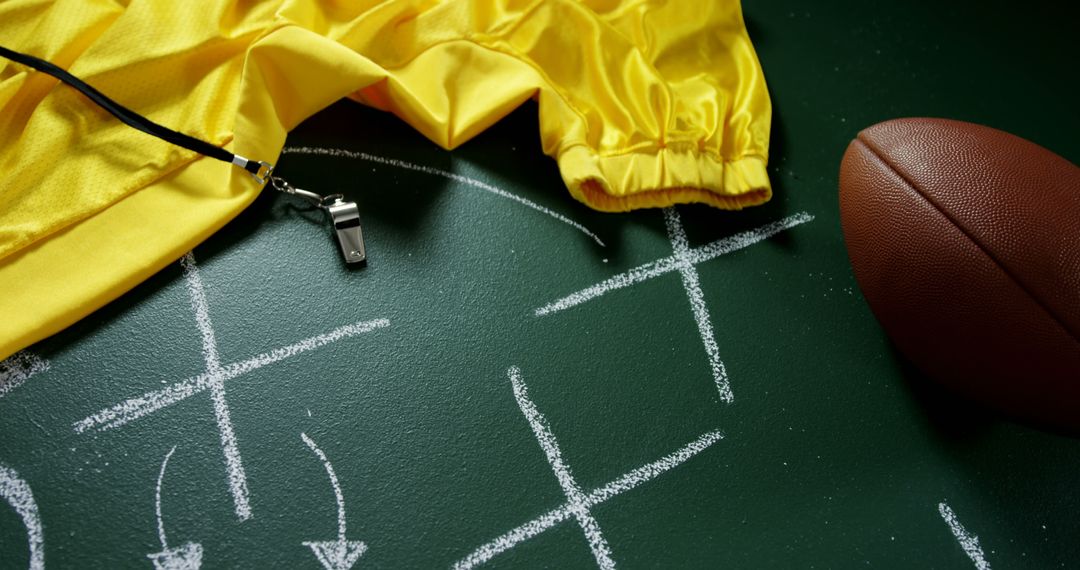 Football Strategy Chalkboard with Referee Gear and Ball - Free Images, Stock Photos and Pictures on Pikwizard.com