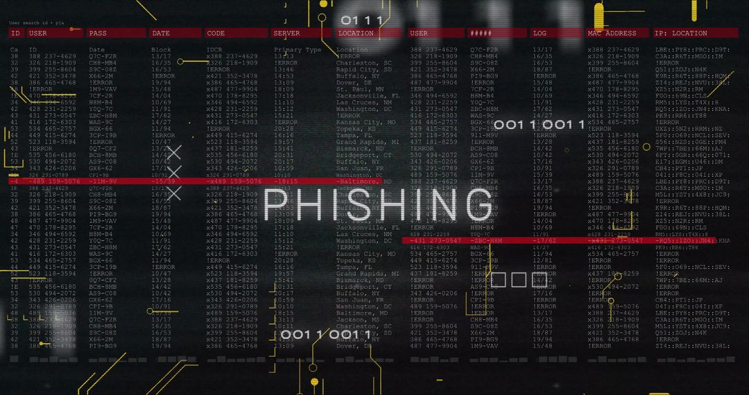 Digital Phishing Alert over Data Background