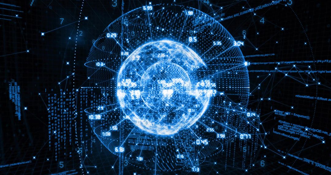 Rotating Holographic Globe with Numeric Data Rings