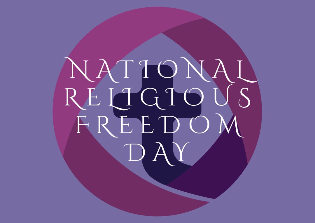 National religious freedom day text with cross shape in circle against purple background - Free Images, Stock Photos and Pictures on Pikwizard.com