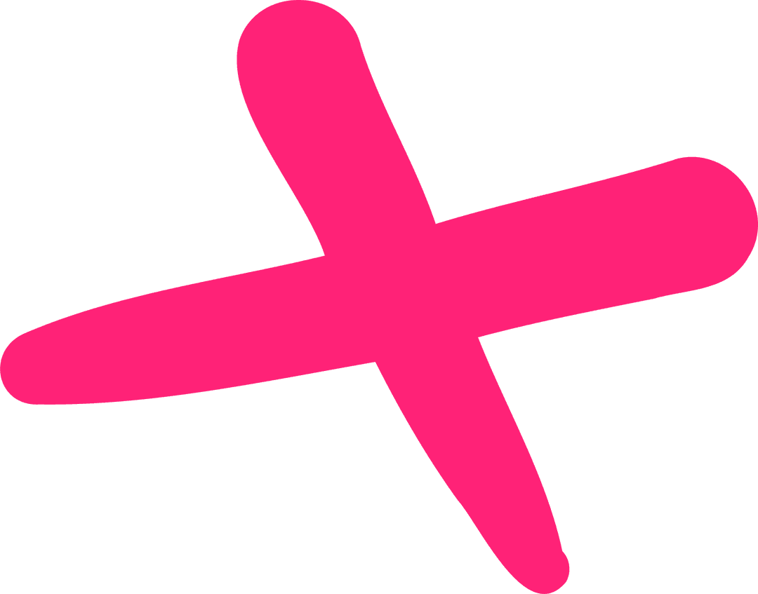 Stylized Magenta Brushstroke X Mark on Transparent Background