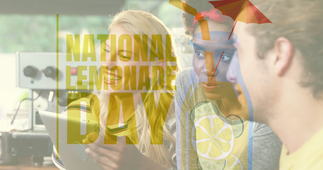 Celebrating National Lemonade Day with Friends at Cafe - Free Images, Stock Photos and Pictures on Pikwizard.com