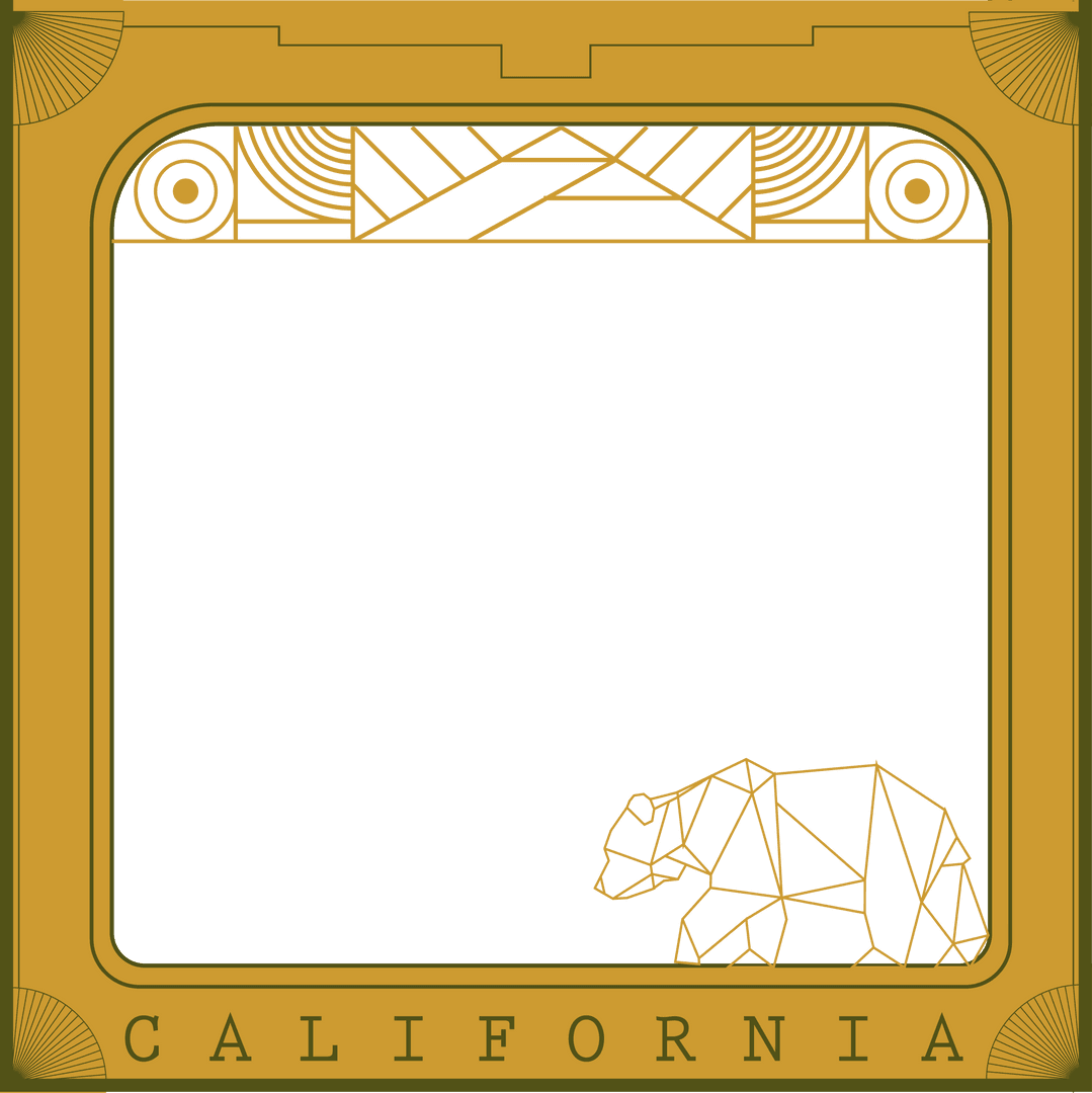 Polygonal Bear Design in Art Deco Frame Transparent Background