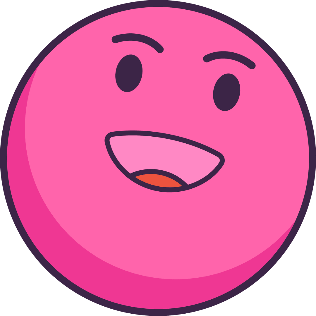Joyful Pink Emoji with Cheerful Expression on Transparent Background