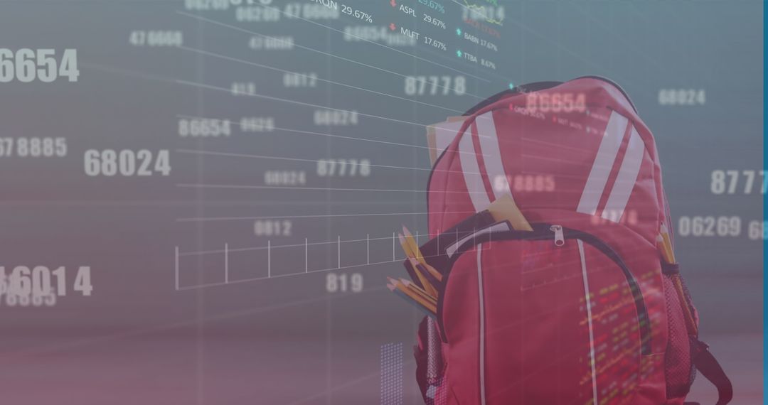 Digital Learning Concept with School Backpack and Data Visualization