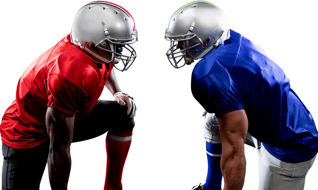 Transparent Intense Standoff American Football Players on Opposing Teams