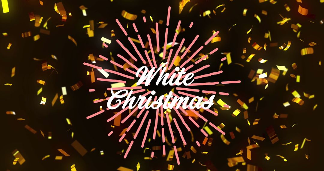 Festive White Christmas Text with Colorful Confetti