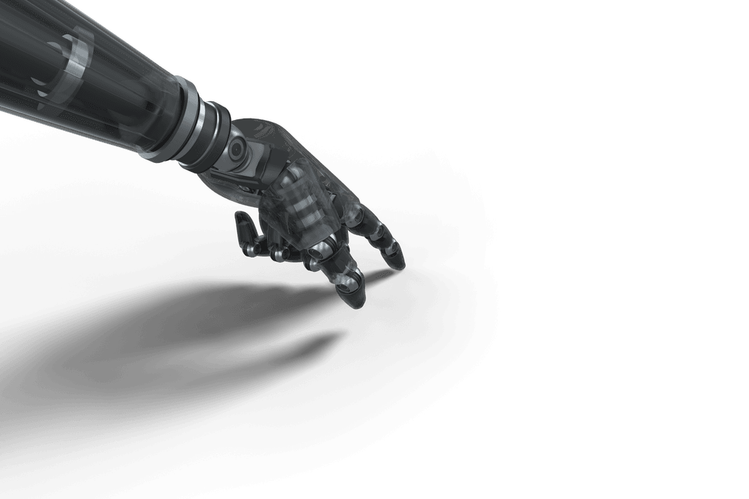 Futuristic Digital Robotic Hand on Transparent Background