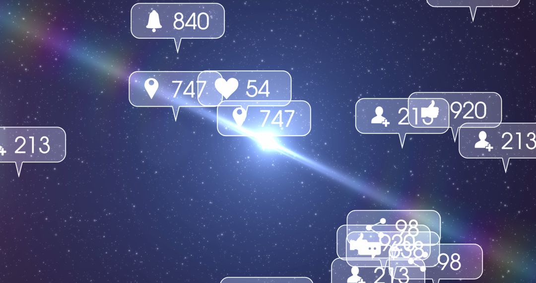 Social Media Icons in Starry Night Background Show Networking