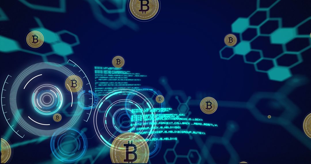 Abstract Visualization of Cryptocurrencies with Bitcoin Symbols