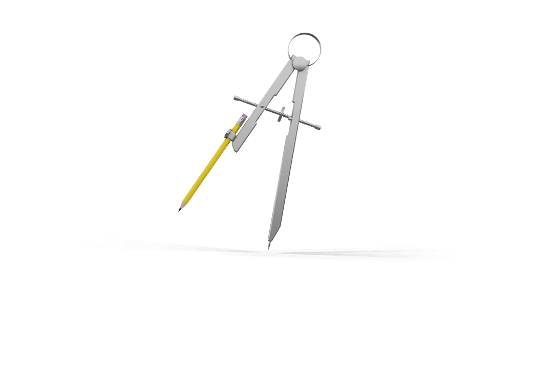 Transparent 3D Drawing Compass with Pencil Visible from Various Angles