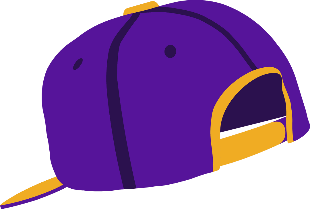 Vibrant Purple Yellow Snapback Cap with Transparent Background