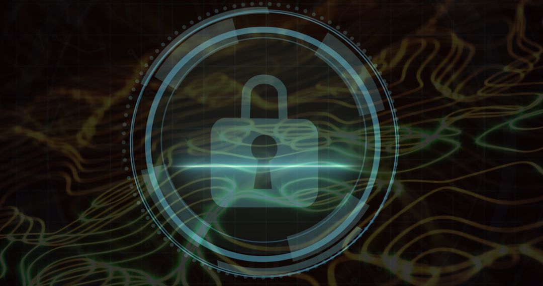 Cybersecurity Concept with Padlock Over Digital Network