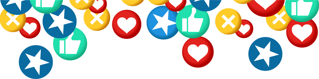 Floating Social Engagement Icons on Transparent Background