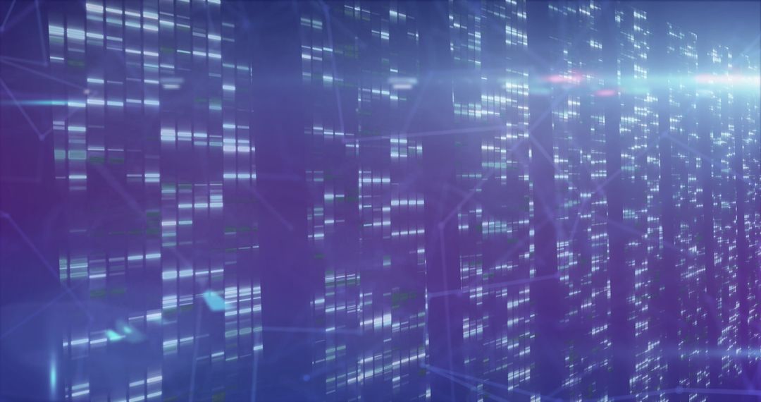 Futuristic digital matrix with moving data streams
