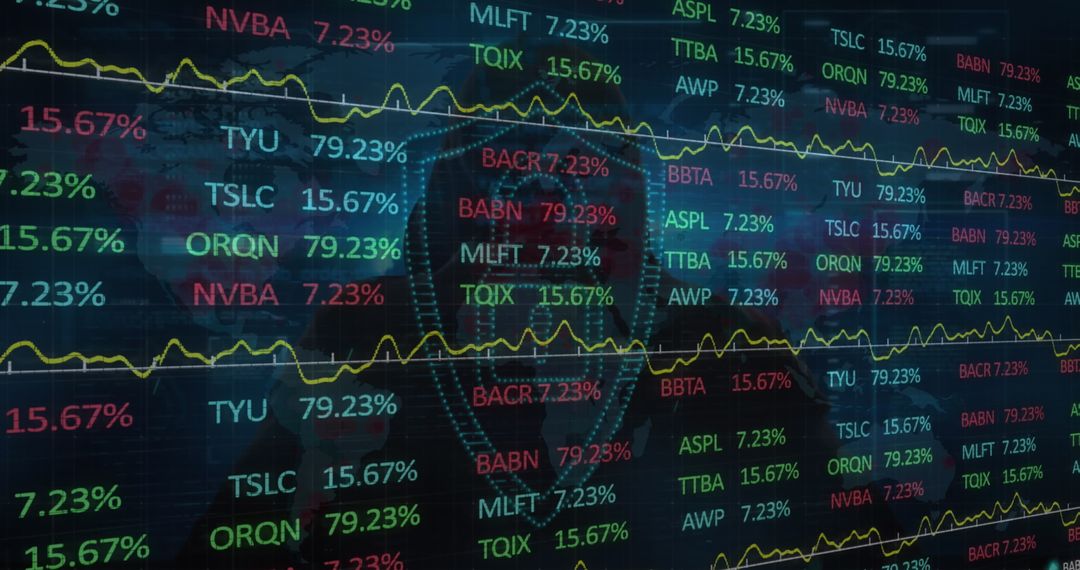 Dynamic Financial Market Data Analyzed Over Cityscape