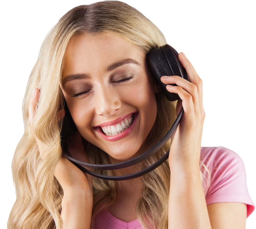 Transparent Image of Woman Enjoying Music with Headphones - Download Free Stock Images Pikwizard.com