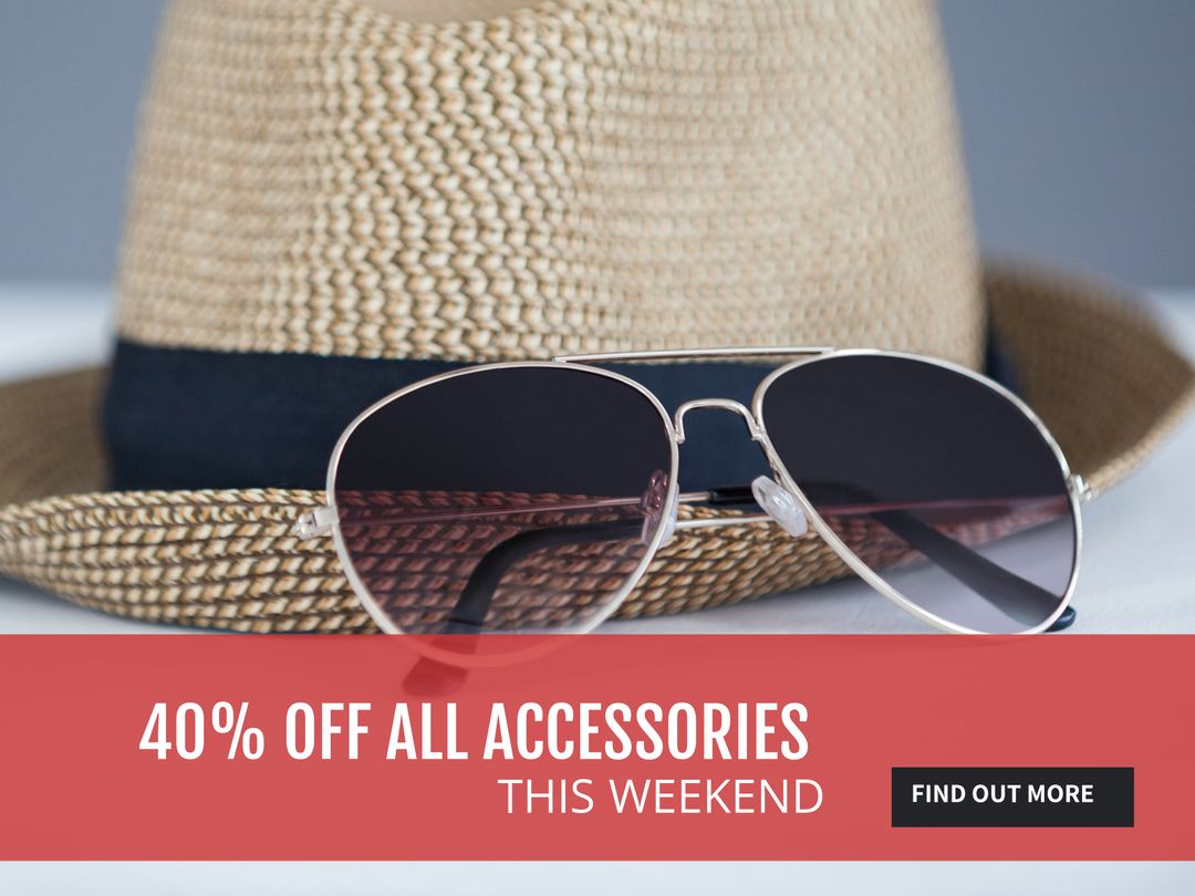 Weekend Accessories Sale with Sunglasses and Summer Hat