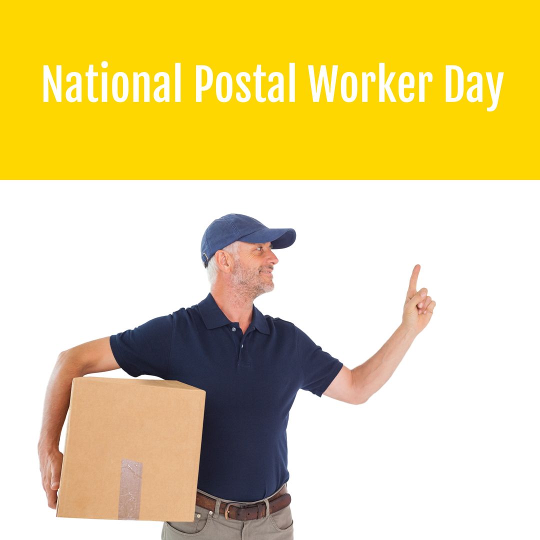 Cheerful Delivery Man Celebrating National Postal Worker Day