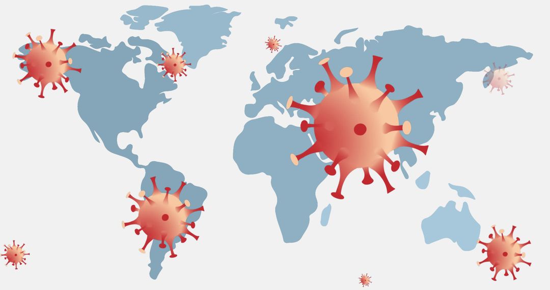 COVID-19 Virus Spreading Globally Over World Map Illustration