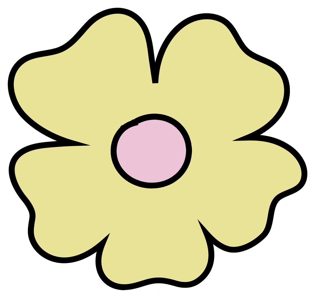 Transparent Six-Petaled Flower Vector with Yellow Petals and Pink Core