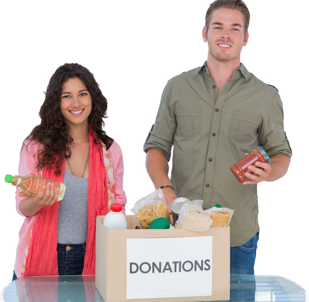 Smiling Volunteers Unboxing Food Donations Transparent Background - Download Free Stock Images Pikwizard.com