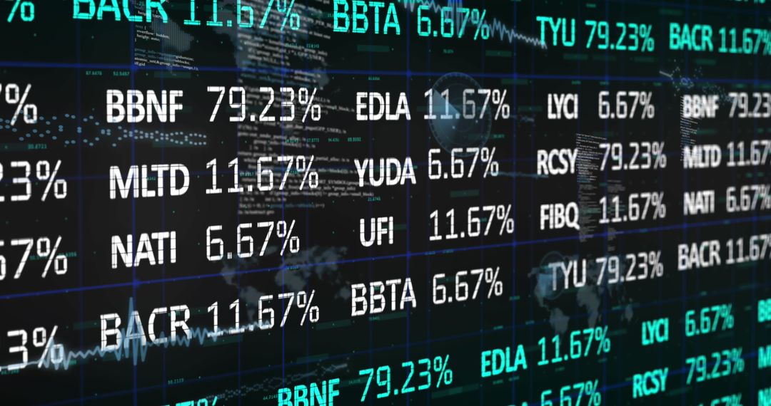 Financial Data Tickers on Digital Trading Board