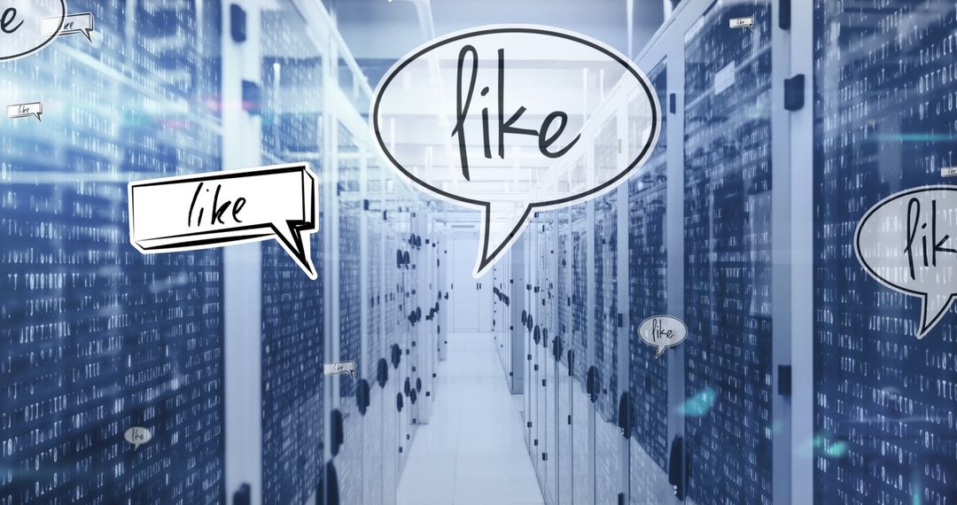 Social Media Cloud Icons in Data Center Environment
