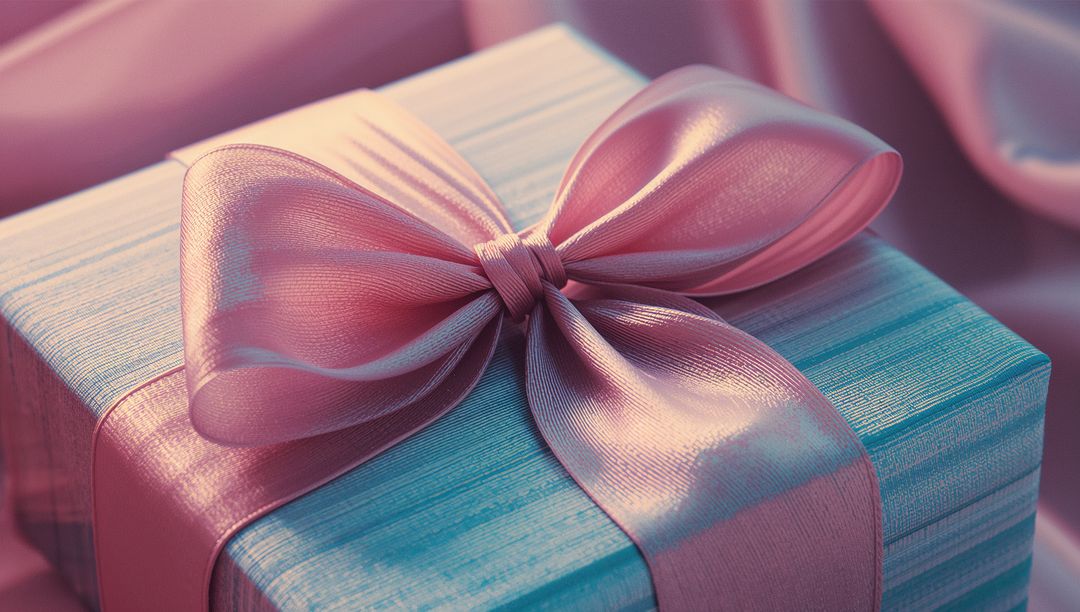 Luxury Gift Box Tied with Pink Satin Bow on Soft Fabric