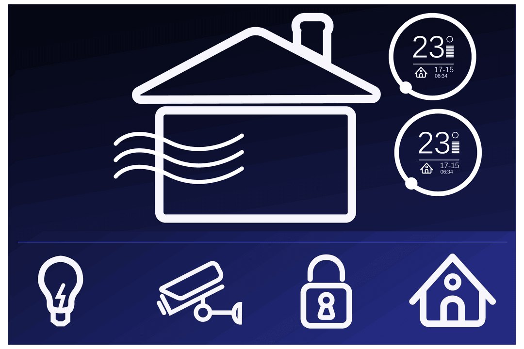 Transparent PNG Showing Smart Home Digital Interface with Icons - Download Free Stock Images Pikwizard.com