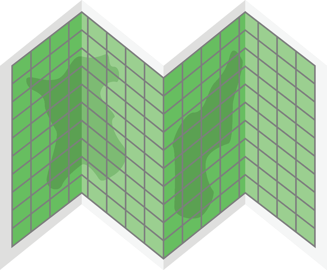 Folded Green Coordinate Map on Transparent Background