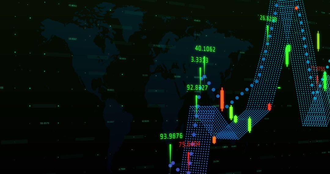 Global Stock Market Graph on a Digital World Map