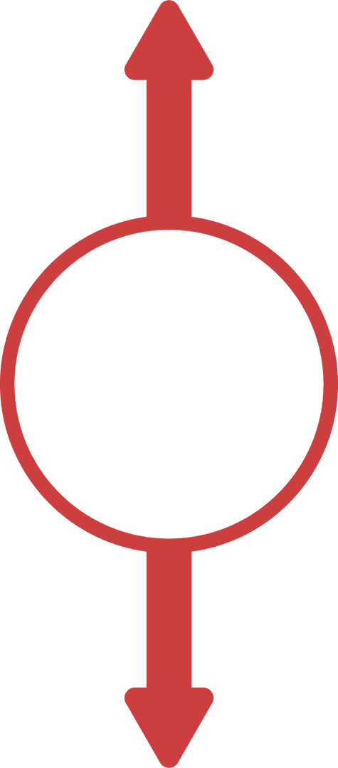 Red Ring with Vertical Arrows on Transparent Background
