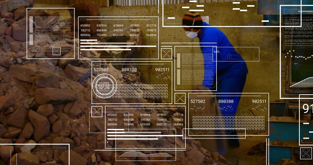 Worker Analyzing Data in Industrial Setting with Digital Interface