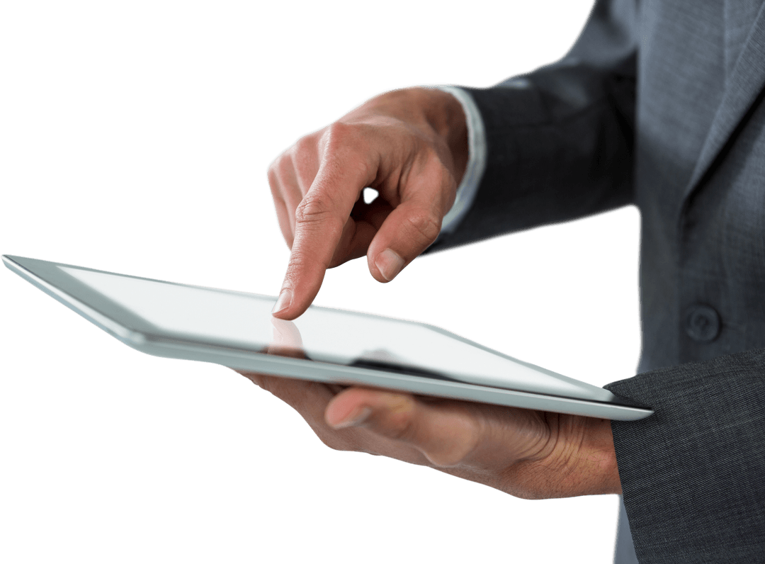 Businessman Using Digital Tablet Against Transparent Background