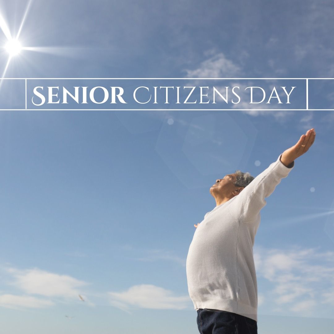 Happy Senior Citizens Day: Senior Man Celebrating Under Blue Sky - Download Free Stock Templates Pikwizard.com