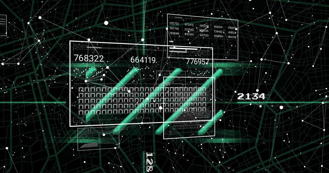 Digital data processing and connections with futuristic interface