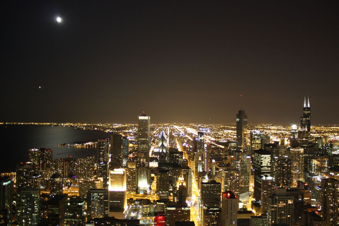 Chicago city night skyline - Free Images, Stock Photos and Pictures on Pikwizard.com